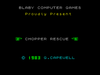 Chopper Rescue title screen for ZX Spectrum